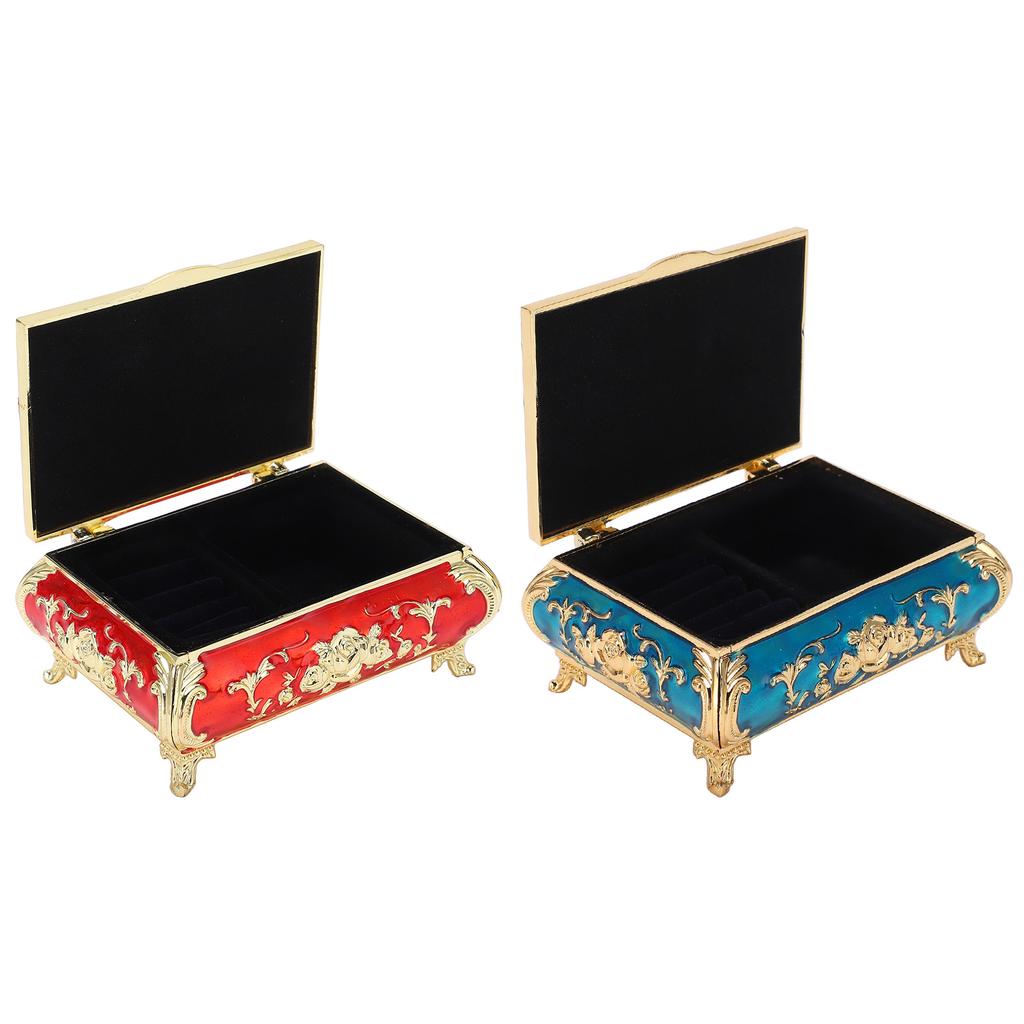 Vintage Jewelry Box Vintage Style Zinc Alloy Glossy Bright Vibrant Colors Scratch Proof Soft Velvet