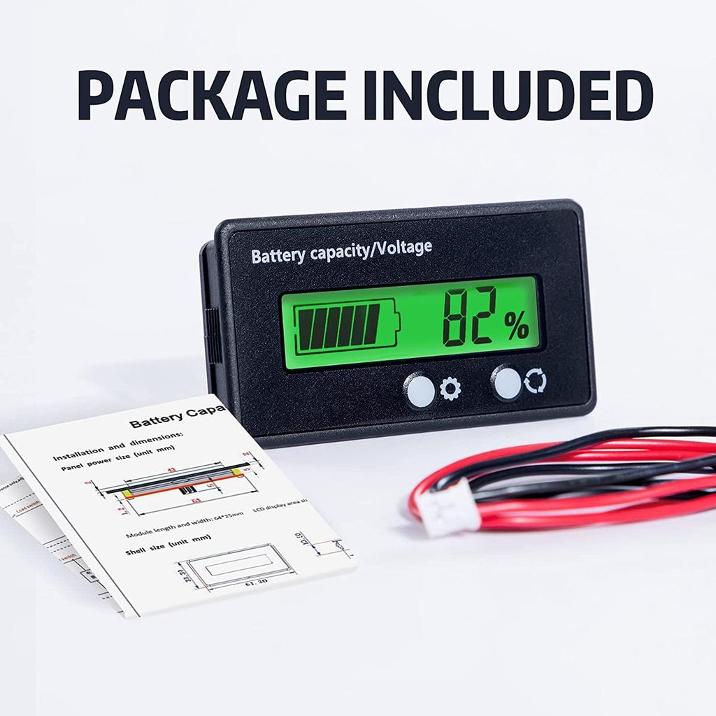 12v green backlight waterproof display 3s 26s lithium battery and lead acid battery digital voltmeter tester Black