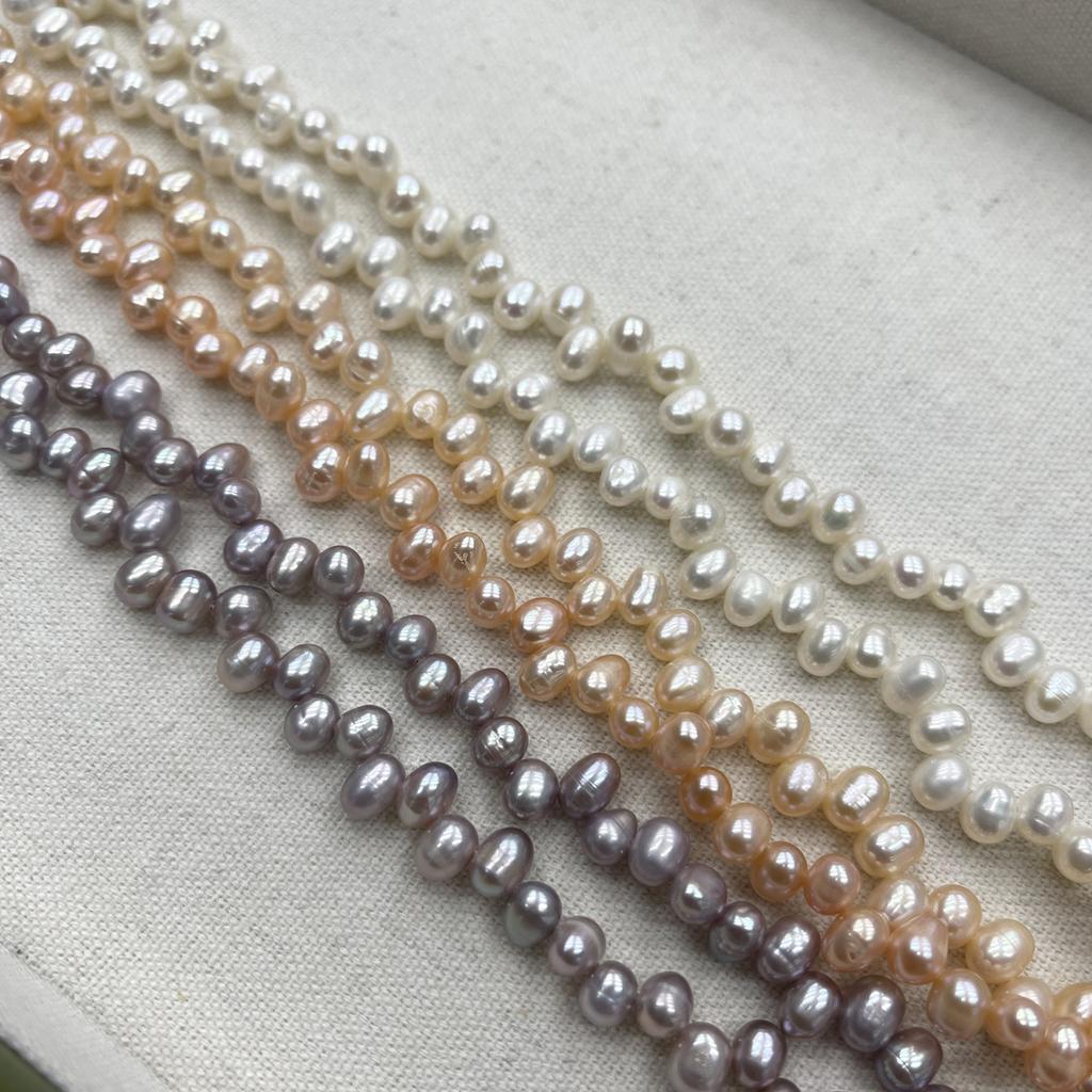 1String, White Purple Yellow Natural Freshwater Pearls, Handmade  Top Sided Drilled Hole Pearl Beads for Jewelry Making DIY (Beads 5-6mm, Length 36cm)