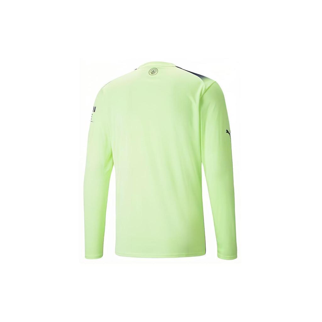 Puma Manchester City 22/23 Letter Logo Print Crew Neck Long Sleeve Football Shirt Men tops Green 765735-03