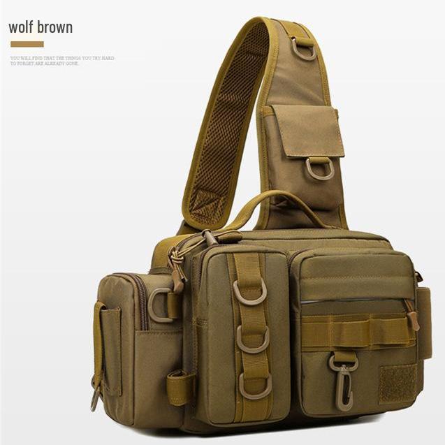 Men's Large Capacity Crossbody Fishing Tackle Bag - Multifunctional Chest Bag for Outdoor Use