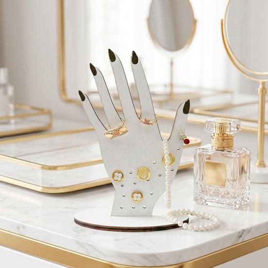 Handvorm Ringhouder, 2D Houten Sieraden Display Stand voor Ringen Ketting, Minimalistische Commode Decoratie, Decoratief Cadeau voor Vrouwen