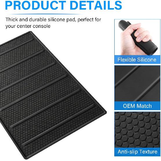 Center Console Tray Liner for Toyota Tundra Accessories -2025 2026 for Sequoia -2025 2026 Console Organizer Liner Anti-Slip Silicone (1 Piece)