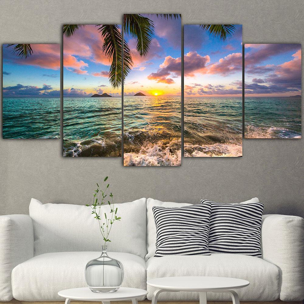 5pcs Seascape Wall Pictures Beach Sea Ocean Canvas Painting Wall Art Landscape Posters Prints for Living Room Decor No Frame