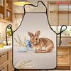1pc Rabbit & Willow Branch Apron with Easter Egg Design - Reusable Lightweight Suitable for Cooking, BBQ, Cafes, Flower Arranging, Painting - Bunny Bi