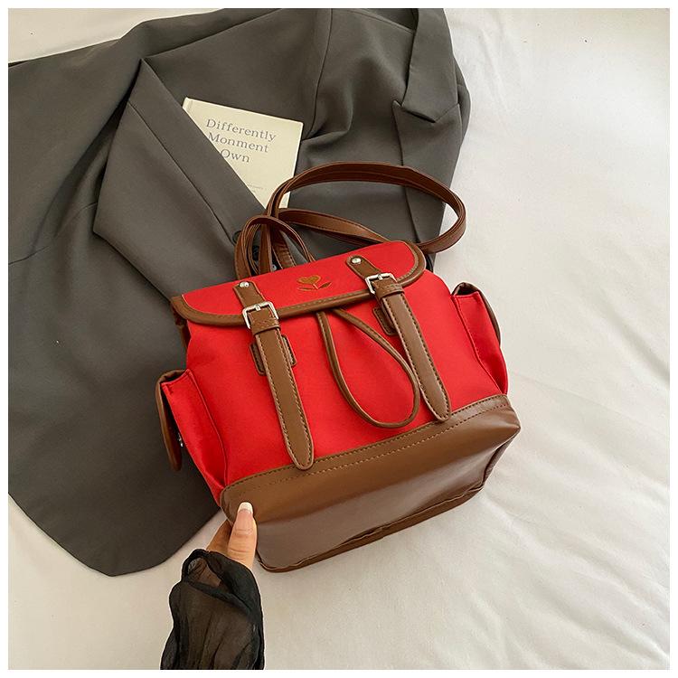 

Retro backpack bag women s bag versatile new fashion contrasting color large capacity women s casual backpack school bag tide красный
