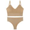 Women's French Wirefree Push-Up Bra Set - Thin, Sexy Triangle Cup Sports Underwear with Beautiful Back Design, Two-Piece.