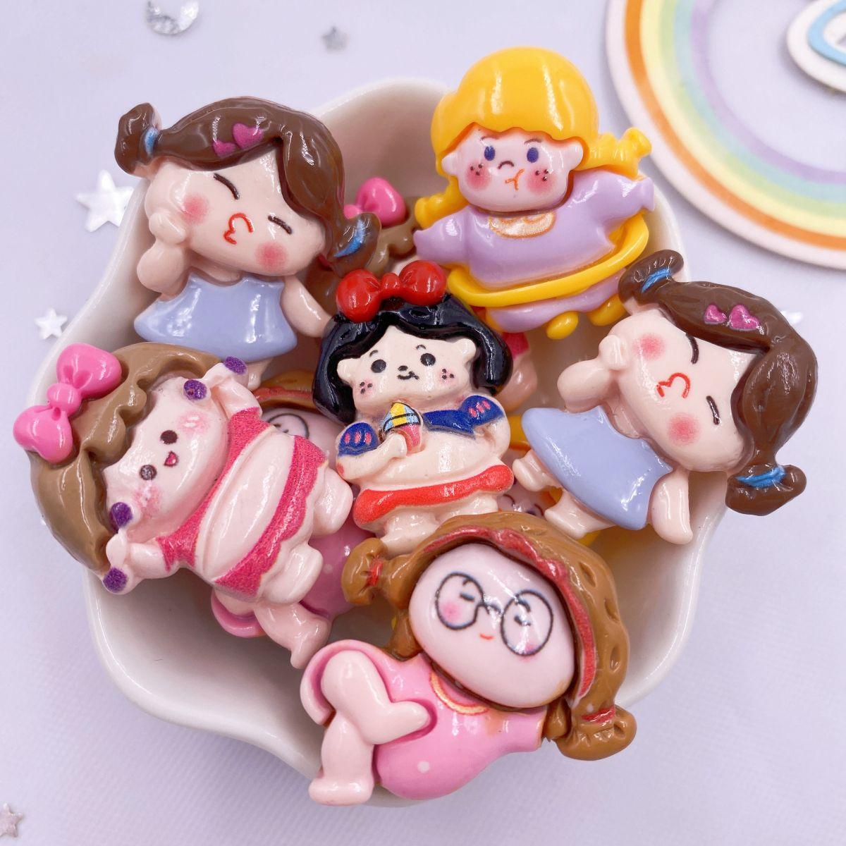 

Resin Mix Colorful Cartoon Kawaii Cool Cute Fat Girl Flatback Figurines 10PCS Scrapbook DIY Bow Accessory Party Decor Crafts