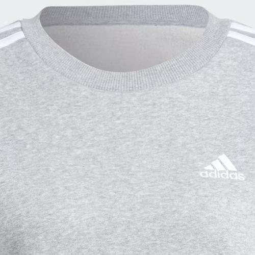 Adidas Striped Crewneck Casual Long-sleeve Sweatshirt for Women, Grey