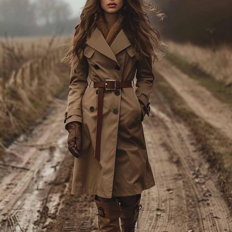 2025ins Women's European & American Double-Breasted Western Trench Coat - Autumn & Winter