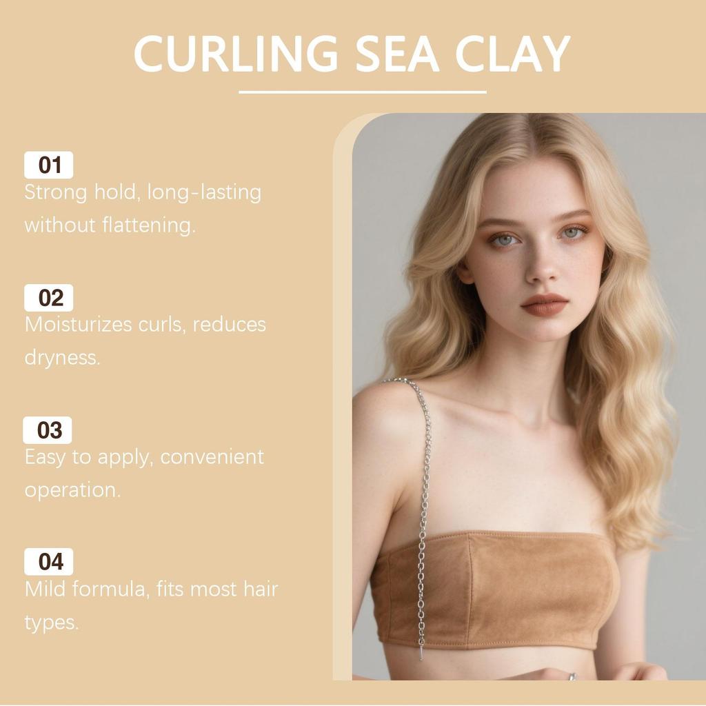 GleamXi Curling Meereslehm Haarstyling-Wachs - Mattes Finish Fluffiger Halt, 70g