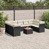 VidaXL Garden Lounge Set 10 Pcs with Cushions Black Wicker 3223802