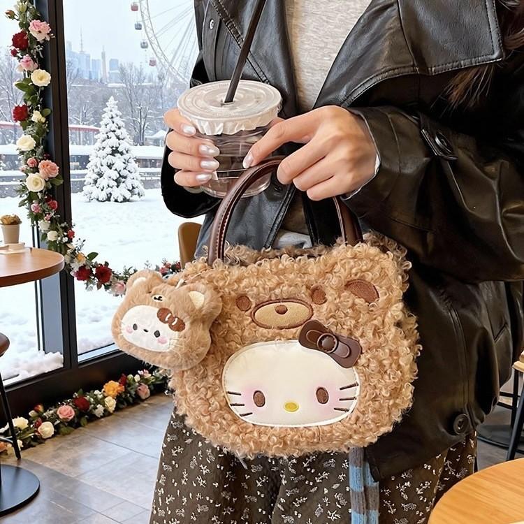 Plush Shoulder Bag With Cartoon Pattern For Casual Daily Use