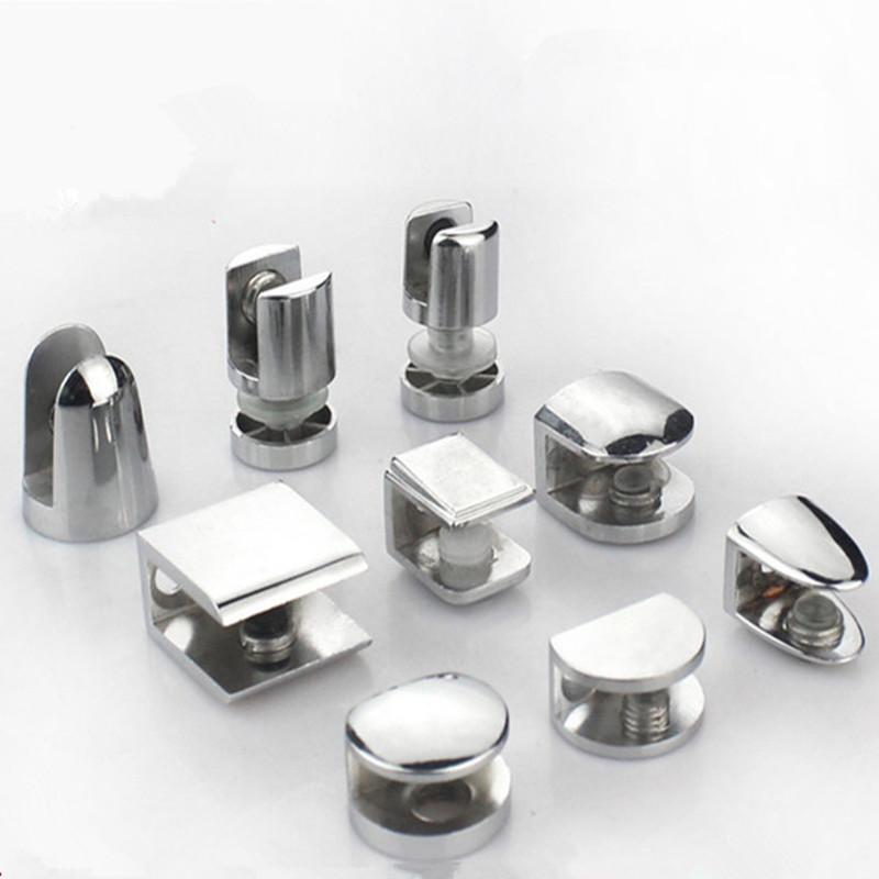 4pcs Zinc Alloy Glass Clamp Holder Wood Shelf Support Bracket Clip Furniture Hardware Accessories Hand Tool