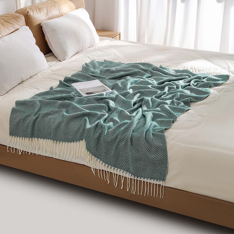 Multi-Purpose Woven Blanket: Sofa Throw, Bed Runner, Air Conditioning Shawl, Summer Cool Nap Blanket