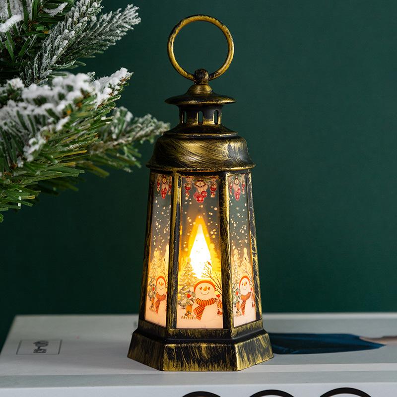 Hanging Christmas Lantern With Flickers LED Lanterns Night Light Glittering Simulation Snow Globe Lantern For House Xmas Gift