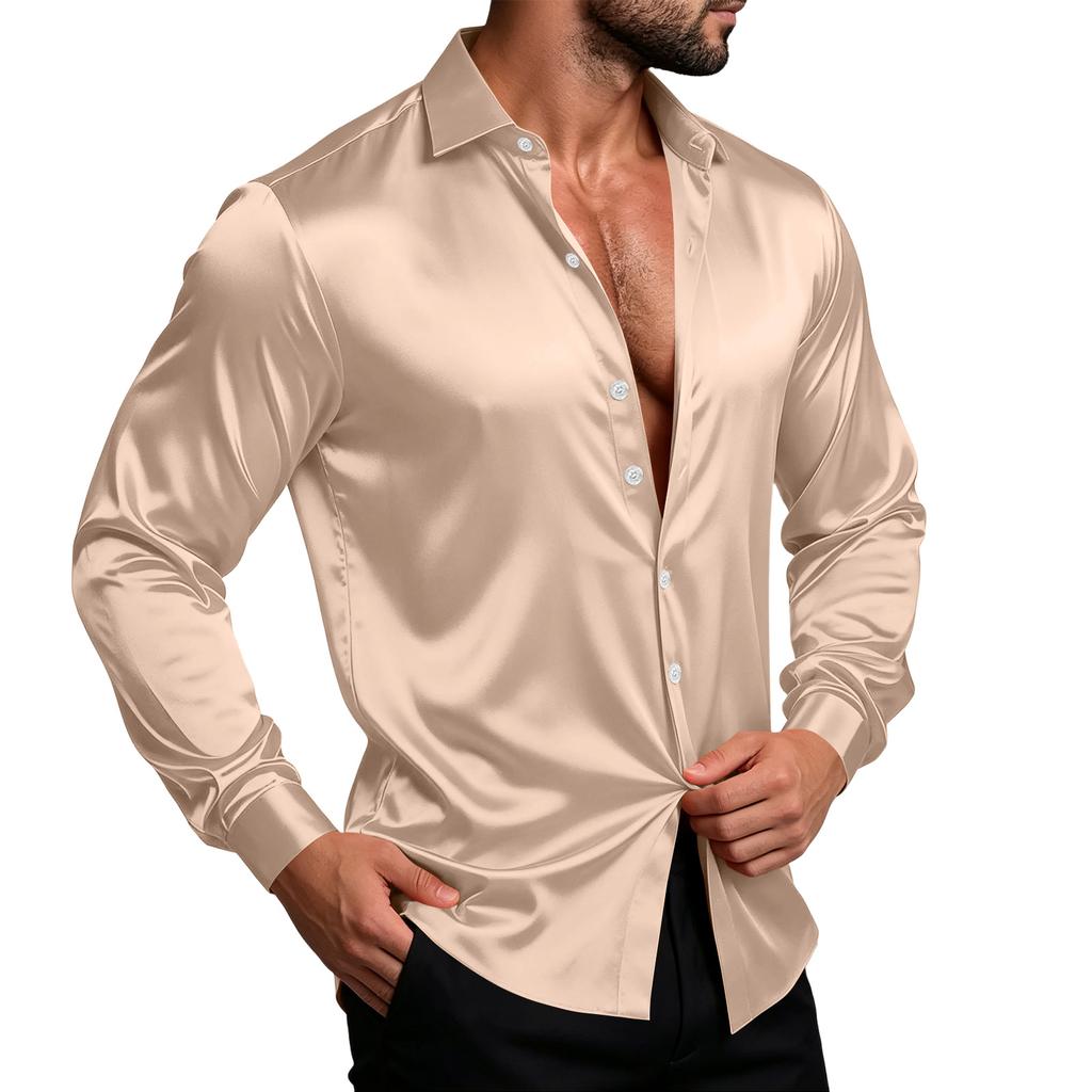 Men's Color Shirt Jacket Casual Loose Fit Breathable Long Sleeve Lapel Collar for Spring and Fall