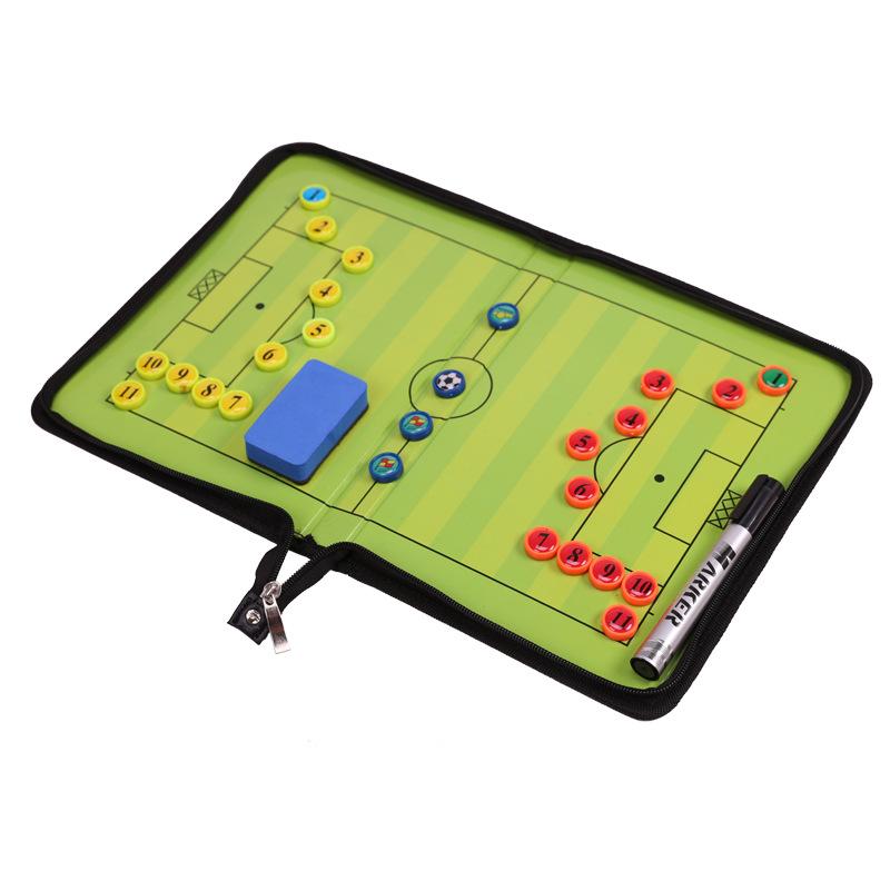 Bi-Fold Magnetic Tactical Board with Zippered PU Leather for Football & Basketball