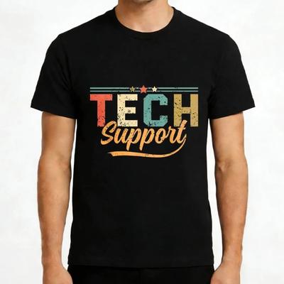 Tech Support Vintage Graphic Summer Men TShirt Cotton T Shirt Regular Fit Casual Gift for Tech Lovers Fashion Loose Tops