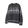 NODU Nordic Snowflake Heathered Jacquard Round Knit [Charcoal]