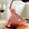 European Crystal Wine Decanter with Rotating Fluted Design - Luxury Home Bar Aerator, Elegant Gift for Wine Lovers