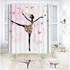 Bathroom Shower Curtain Four-piece Digital Printing Butterfly Plant Waterproof Shower Curtain Shower Curtain Partition Free of Punching
