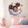 Sleeping Girl On Moon with Butterflies and Flowers Wall Sticker Dreamy Whimsical Self-Adhesive Removable Decor for Bedroom Kids Room Nursery