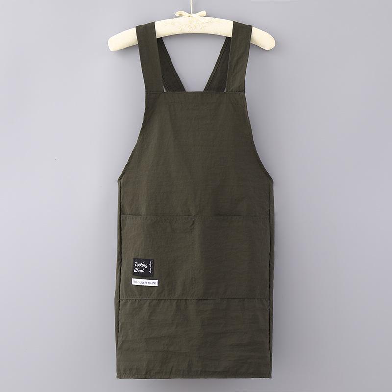 Premium Gray Japanese Cotton Apron with Wide Straps and Crossed Back for Unisex Use In Nail Salons, Milk Tea Shops, and Hot Pot Restaurants