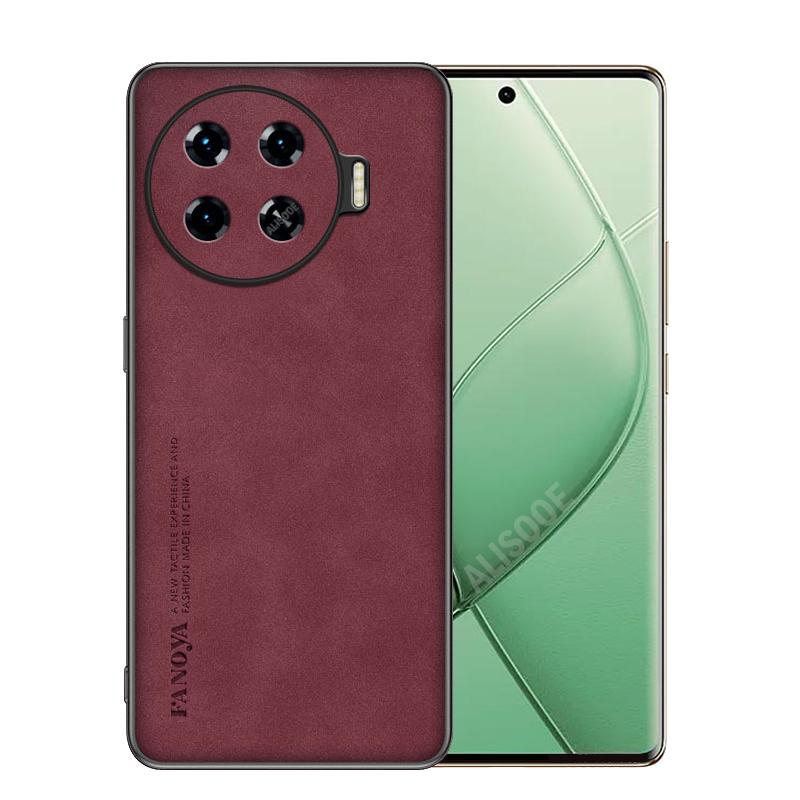 

Frosted PU-Leather Funda for Tecno Spark 20 pro plus Case Matte Anti-Shock Hard Plastic Skin Cover for Tecno Spark 20 Pro+ Cover TecnoSpark20Pro Plus темно-червоний колір