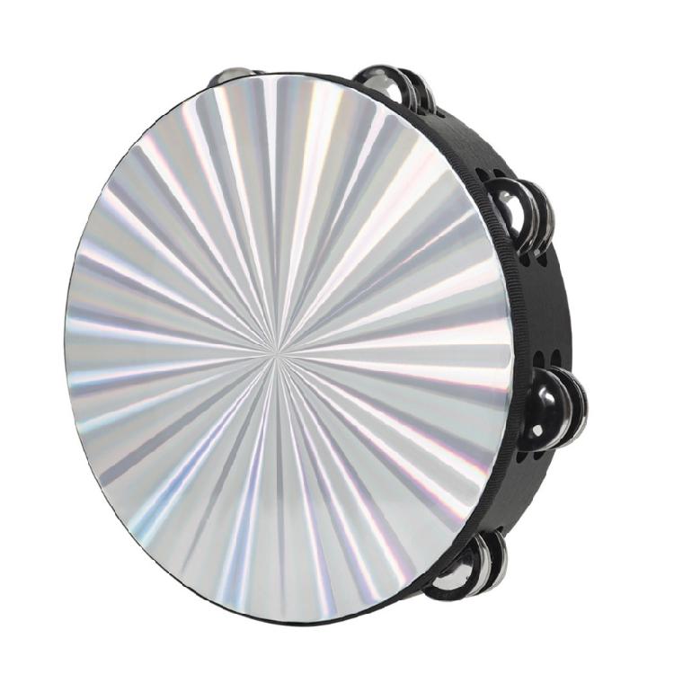 Metal Bells Hand Held Percussion Drum with Ergonomic Handle Grip 8/10Inch Double Row Tambourine Round Musical Tambourine