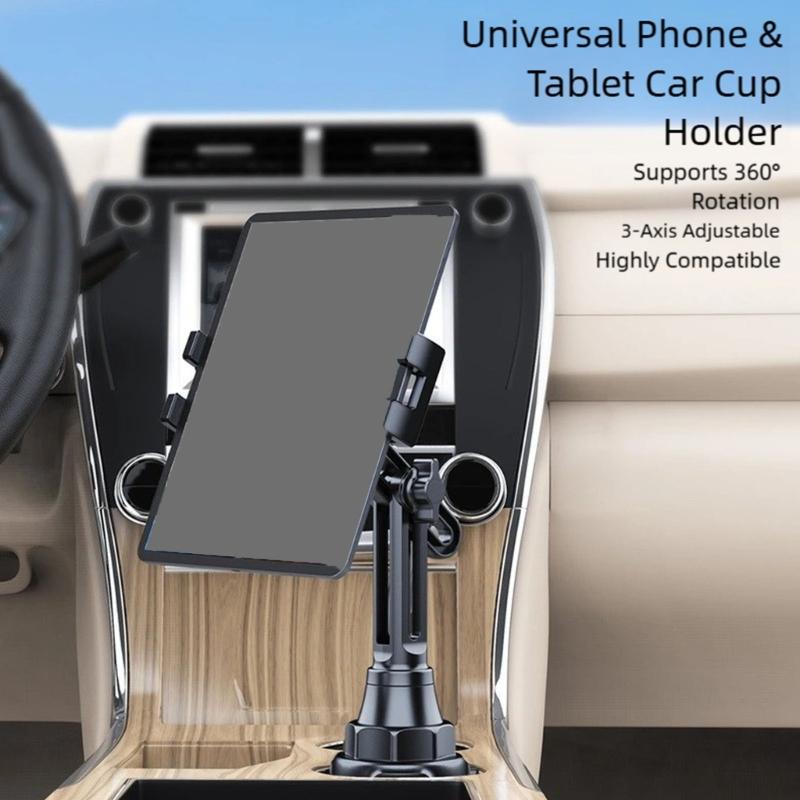 Verstellbarer Auto-Getränkehalter-Handy-Ständer Für 4,5-13-Zoll-Geräte Mit 360-Grad-Drehung Und Stabiler Basis