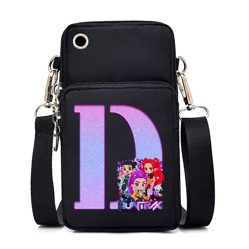 Anime Cartoon Peripheral 26 Letters Mobile Phone Bag Multi-Function Vertical Square Black Messenger Bag