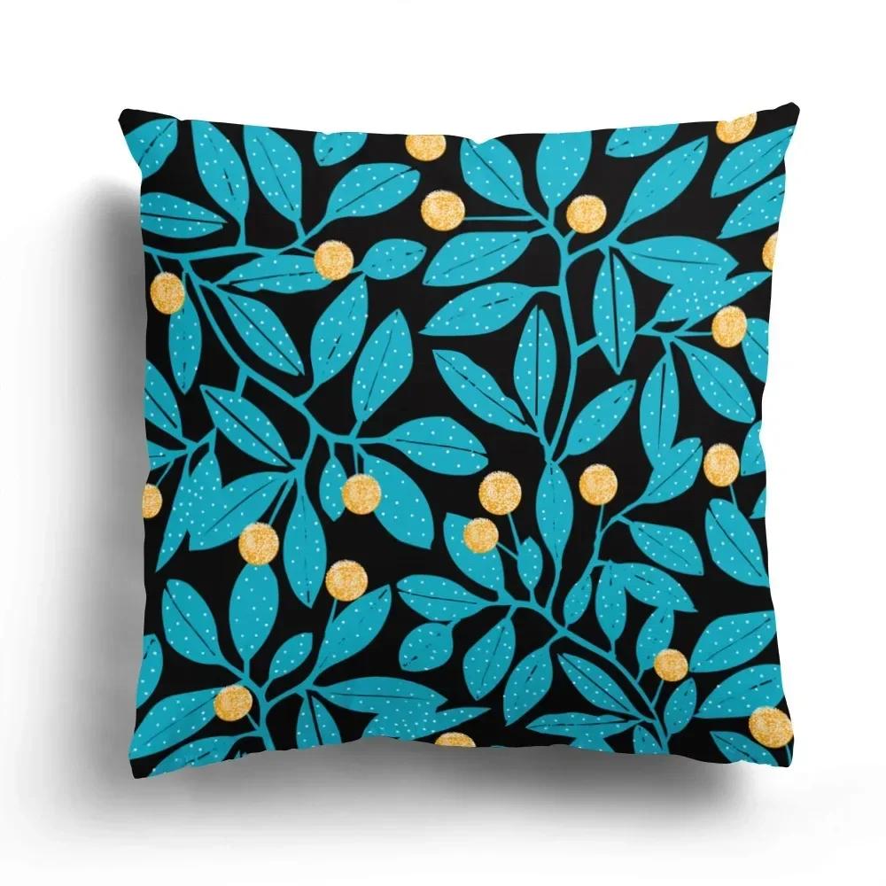 Office Sofa Car Cushion Cover Luxury Home Decoration Pillow Cover Creative Leaves Tropical Plant Pattern