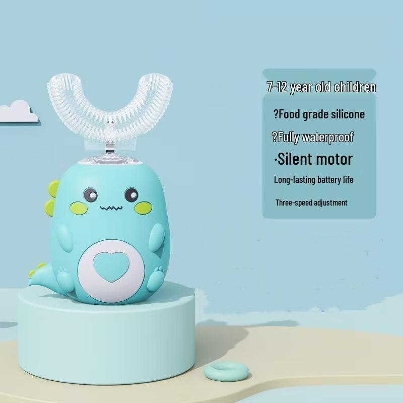 Smart Kids' U-shaped Electric Toothbrush: 3-Speed, Sonic Vibration, Soft Bristles, Waterproof, Ages 2-12.