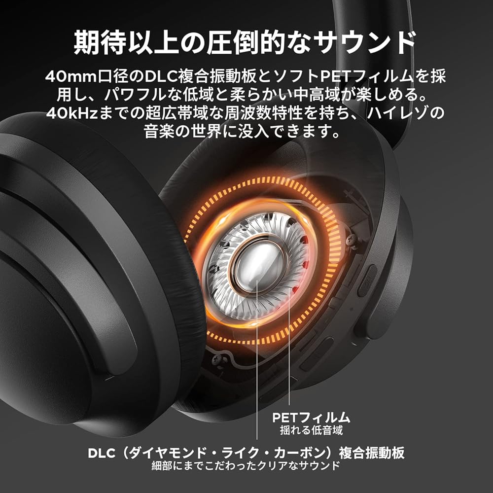 1MORE SonoFlow Wireless Headphones Active Noise Cancelling 70h Playback Bluetooth 5.0 Black