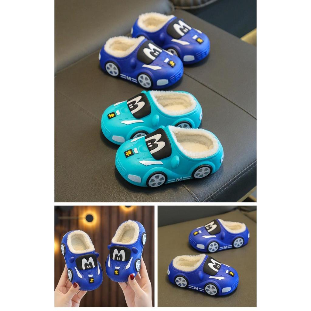 Winter Children's Cotton Slippers for Boys and Girls, Waterproof, Cute, Indoor, Non Slip, Soft Bottom with Plush Insulation Bag and Cotton Mop