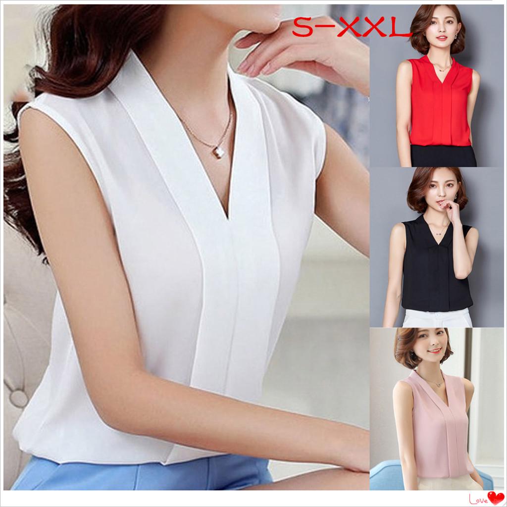 

Женщины краткое отделение работы износа V шеи рубашки вершины без рукавов шифон случайные