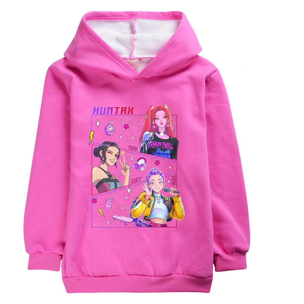 5041 Kpop Rumi Zoey Mira Print Kids Girls Hoodies Long Sleeves Velvet Warm Winter Hoodie