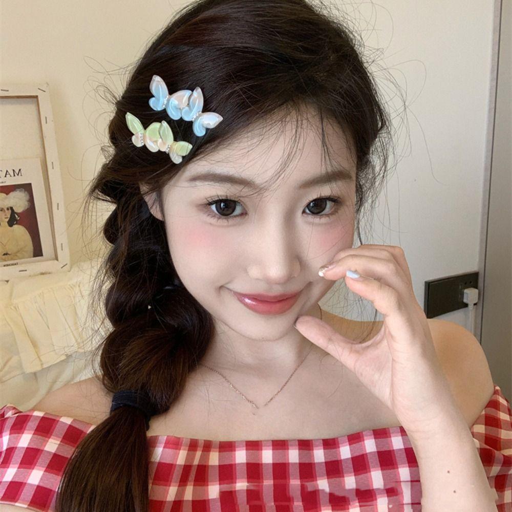 

Side Clip Gradient Butterfly Hairpin Colorful Lovely Barrettes Sweet Sweet Duckbill Clip Party style1