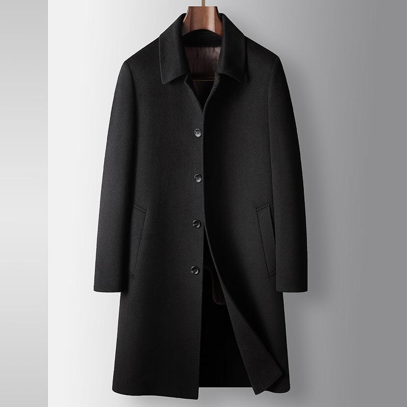 

Осенне-зимний средний и длинный тренчкот на гусином пуху для молодежи, деловой двусторонний, повседневная теплая куртка 195 чёрный