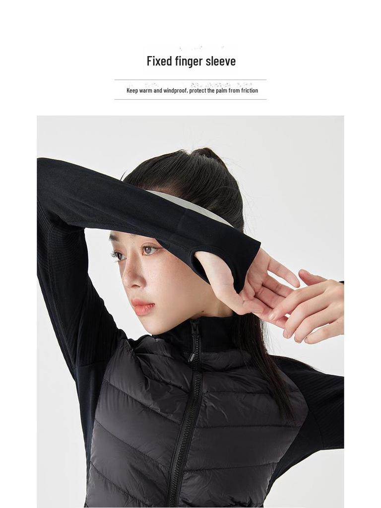 Dámská ultralehká sportovní bunda z kachního peří - Slim střih, krátká, stojáček, pro podzimní/zimní outdoorové aktivity