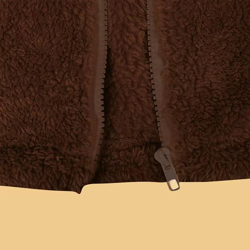 Women's Fashion Winter Warm Comfortable Windbreakers Lady Long Sleeve Lapel Fleece Plush Jacket Coat
