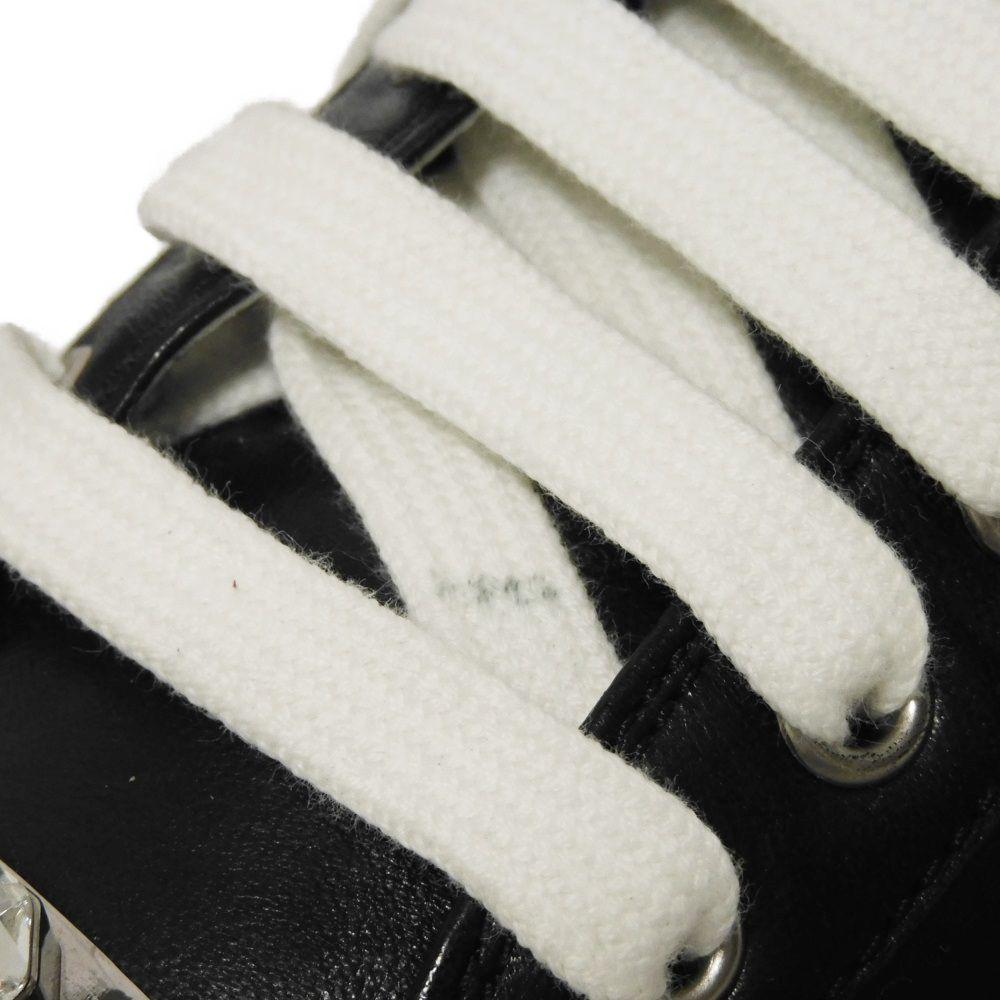 Used 12166 Crystal Low-Tops 5E907C 7896 Size 35 White Beaded Rubber Silver Platform 8.7" Logo Embossed Women's from