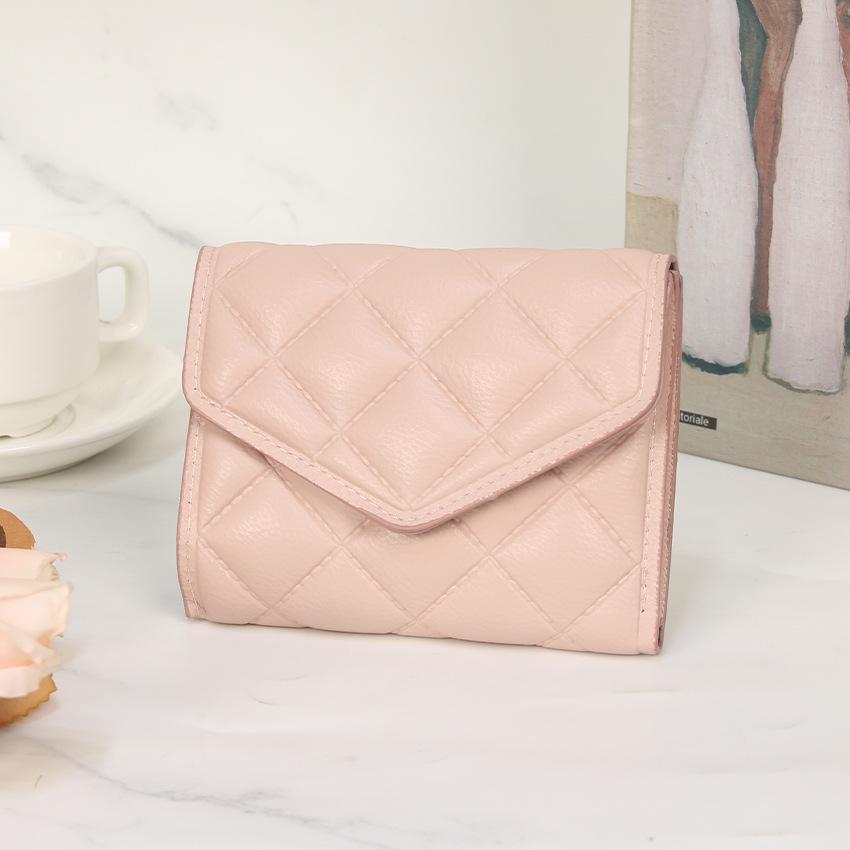 Simple student short wallet wallet niche diamond design multi-card women's small square bag change bag