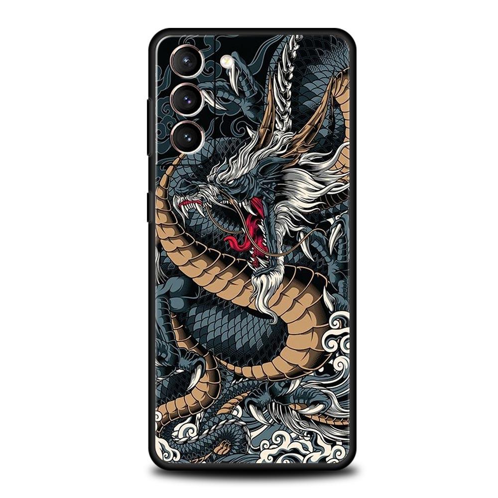 Dragon Phone Case For Samsung Galaxy S25 S24 S23 FE S22 Ultra S20 S21 5G S10 Plus S10E Soft Black Cover