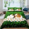 Yellow Maple Leaf French Bulldog Microfiber Bedroom Comforter Cover with Pillowcases Lovely Pet Dog Bed Sets for Girl Boy Teen