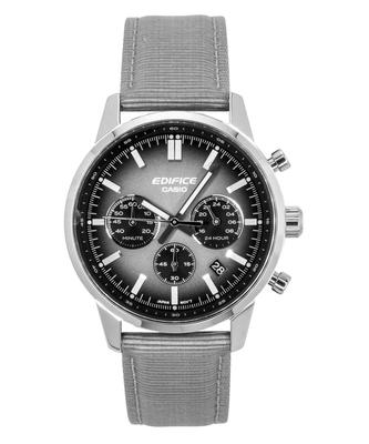 Edifice Analogový Chronograf Kožený Řemínek Šedý Ciferník Quartz EFR-575C-8A 100M Pánské Hodinky