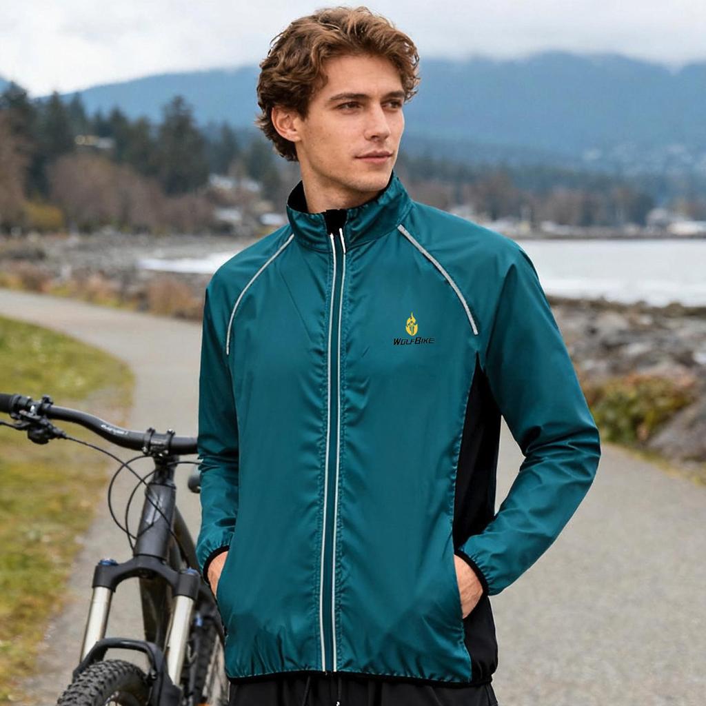 Wosawe Men's Reflective Cycling Windproof Waterproof Breathable Sports Long Sleeve Cycling Windbreaker Jacket
