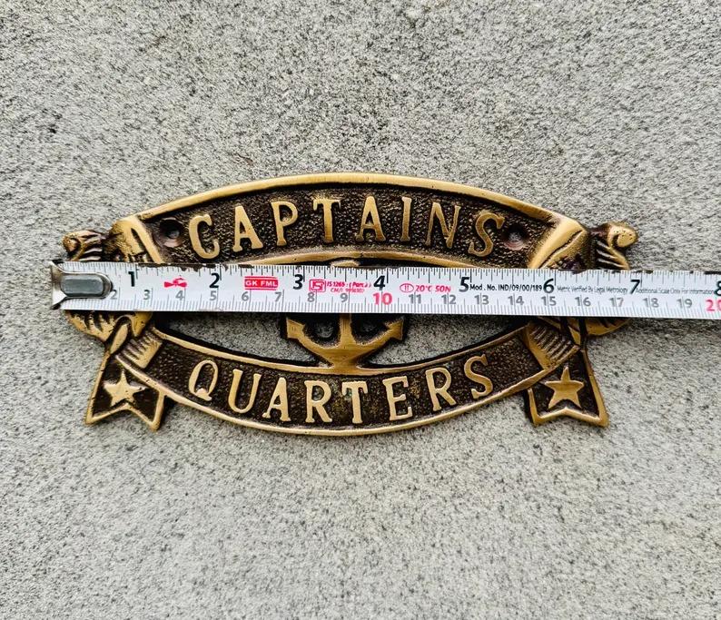 Brass Captain’s Quarters Sign | Nautical Decor | Man Cave Gift | She Shed Sign | Enby Enclave | Maritime Wall Plaque
