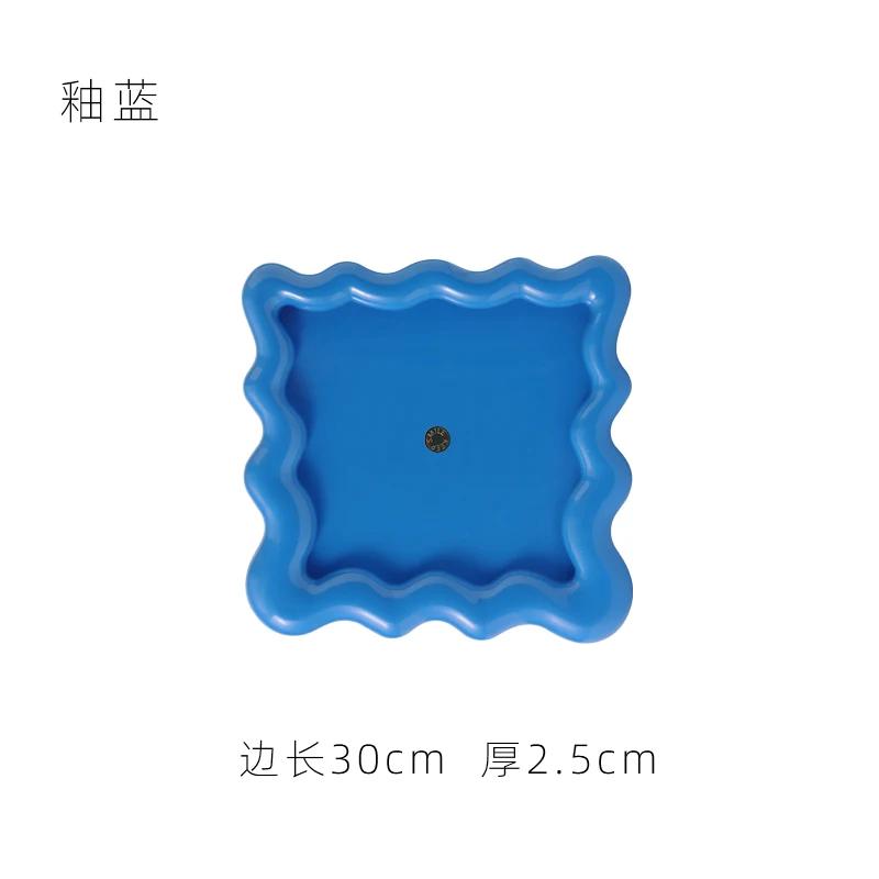 Morden Wave Storage Tray Makeup Storage Plate Square Ripple Tray Jewelry Organization Deskstop Ornament Tea Table Decoration
